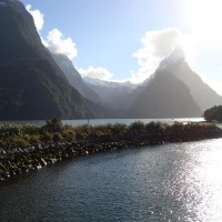 Milford Sound with Mitre Peak in the background