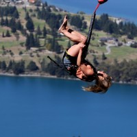 Alex with a double front flip off the Ledge Bungy 